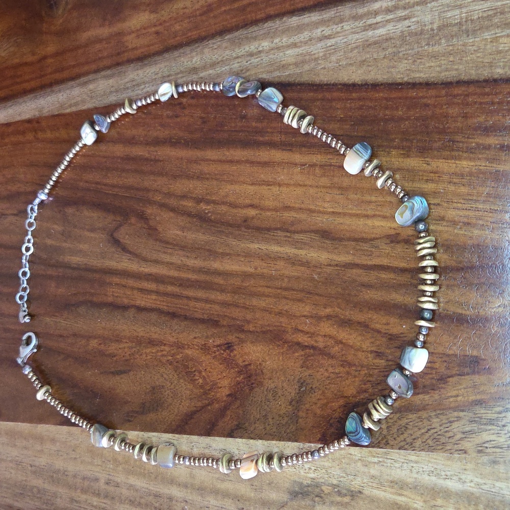 Silpada N1729 Abalone Shell, Glass Bead, Brass, and Sterling Necklace